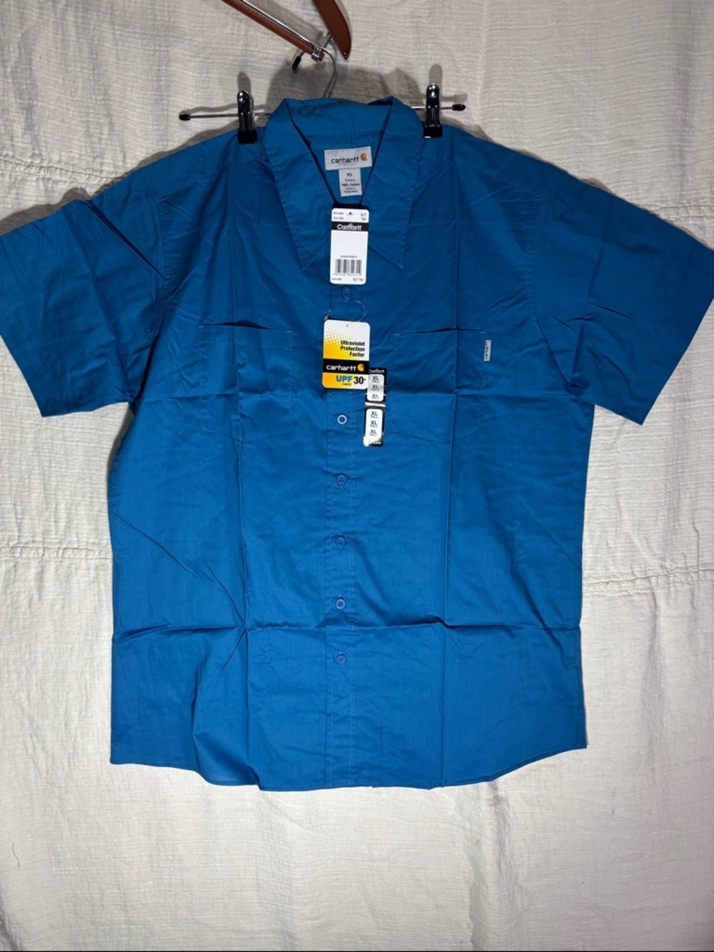 Carhartt Men’s Short-Sleeve Button-Down Shirt in Blue 100% cotton